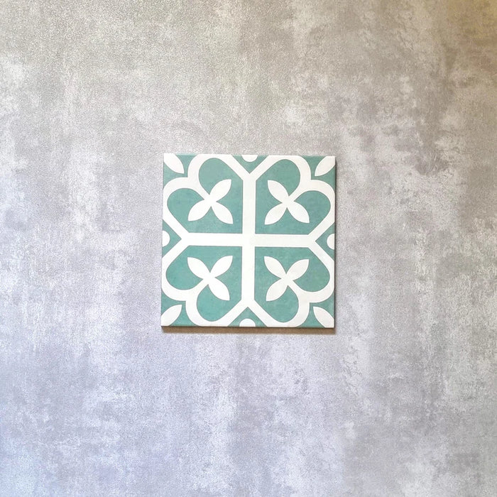 Iris Green Moroccan Victorian Pattern Tile 20cm x 20cm