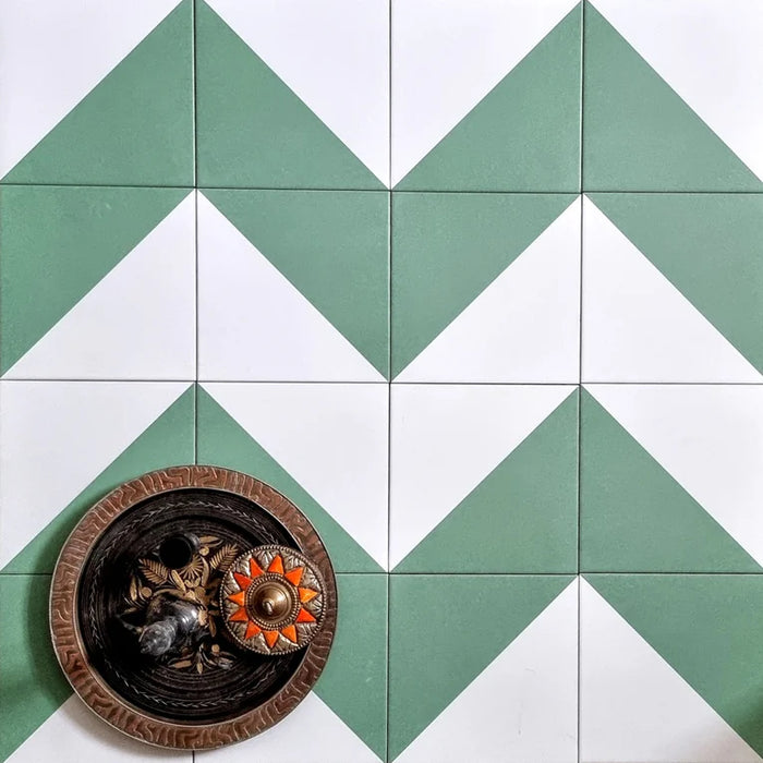 Azulejo verde del triángulo mágico | Azulejos para paredes y pisos | Azulejos de porcelana | 20cm x 20cm