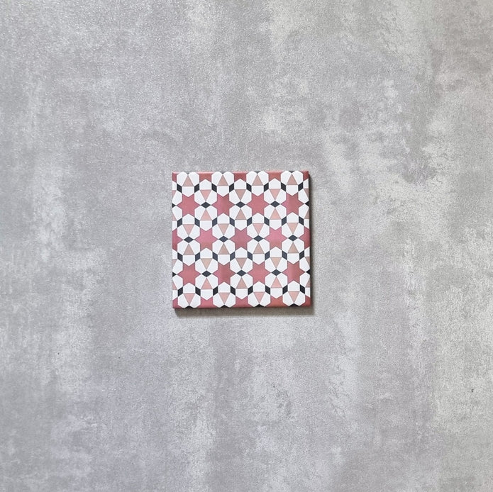 Mekina Rose Stars Mini azulejo de pared marroquí 15 cm x 15 cm