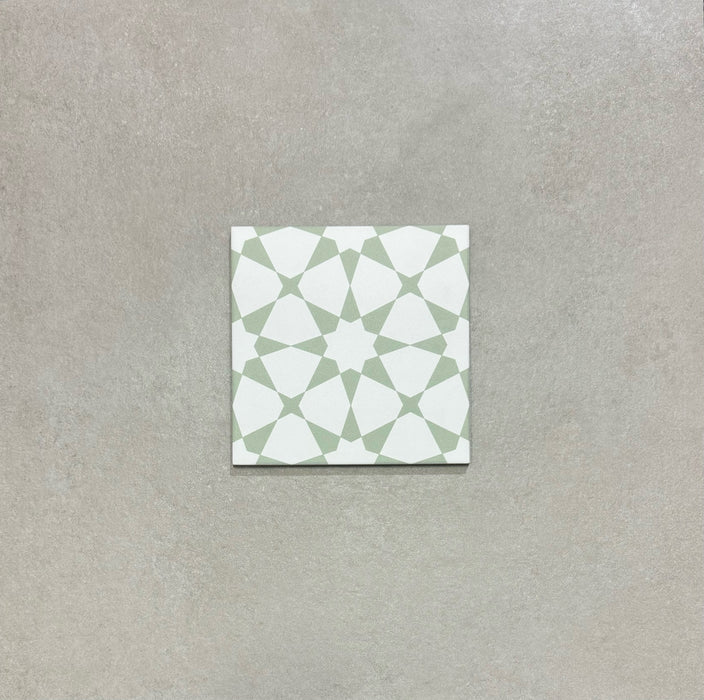 Salvia de Agraba | Azulejos verdes | 20 cm x 20 cm | Azulejos marroquíes para paredes y pisos