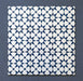 Primer plano de varios azulejos cerámicos de estilo marroquí Agraba Azul Marino 20x20 cm colocados en cuadrícula, mostrando un patrón geométrico de estrellas repetido en azul marino y blanco sobre fondo oscuro.