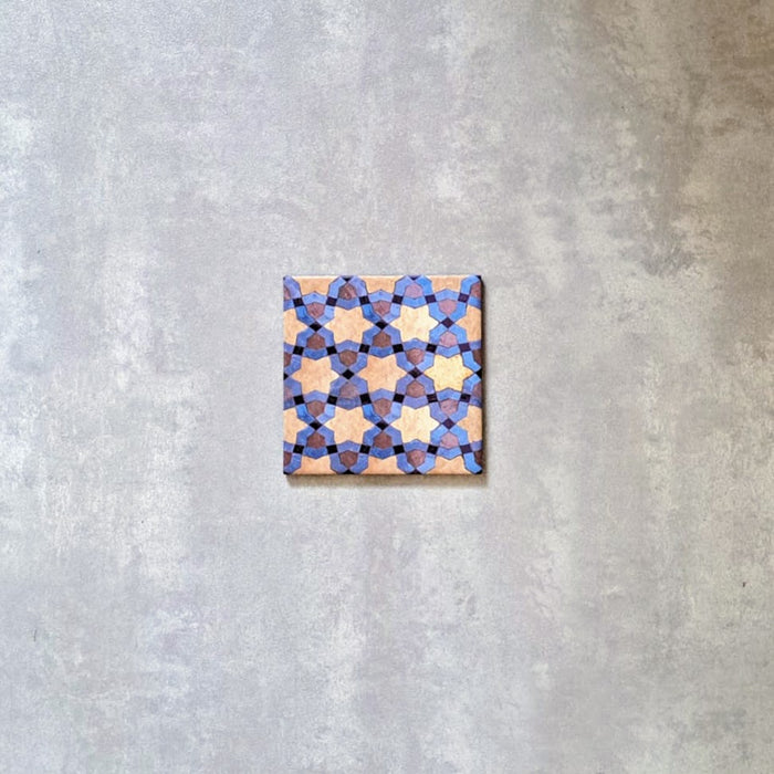 Pasha Melik | MINI Azulejo Marroquí | Azul y dorado | 15x15cm