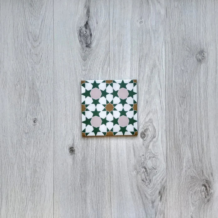 Agraba Tanane  Moroccan Tile | Green Gold | 20cm x 20cm | Wall & Floor Tiles