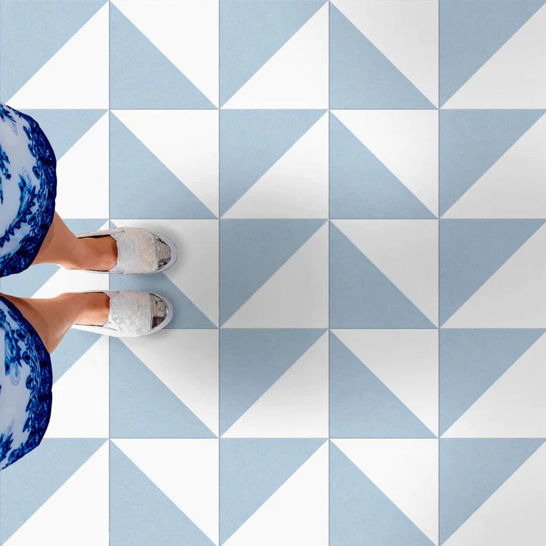 Magic Triangle Blue Tile | Wall & Floor Tile | Porcelain Tile | 20cm x ...