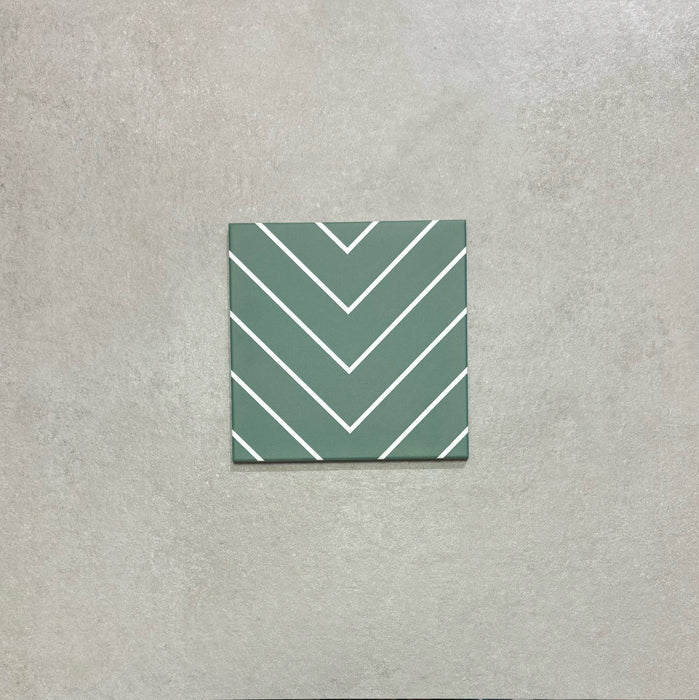 Azulejos verdes en zigzag | Verde | Azulejos marroquíes | 20 cm x 20 cm | Azulejos para pared y piso