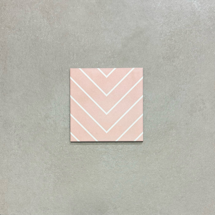 Azulejos rosas en zigzag | Rosa | Azulejos marroquíes | 20 cm x 20 cm | Azulejos para pared y piso