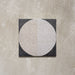 Kasuf Night 20x20cm terrazzo-style decor tiles featuring a bold monochrome circular pattern with speckled terrazzo detailing, ideal for creating statement floors and contemporary geometric interiors.