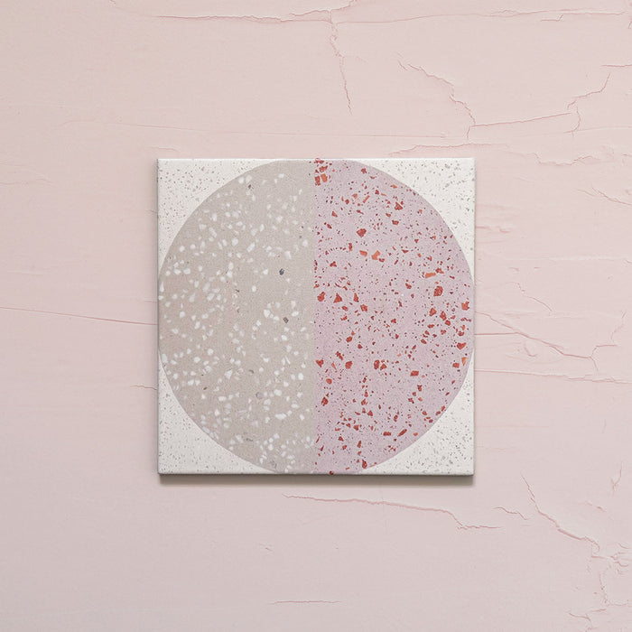 Kasuf Rose Azulejos decorativos estilo terrazo 20cm x 20cm muestra de baldosa completa