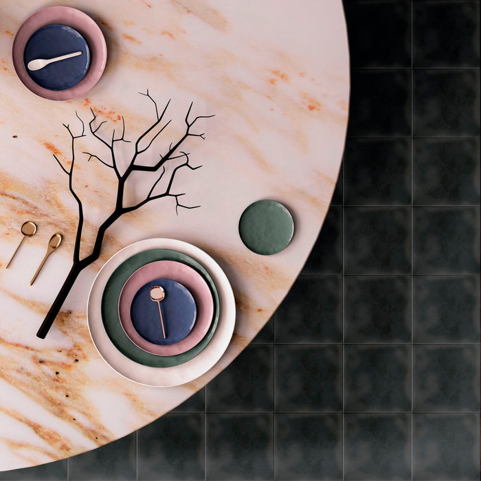 Hammamet Base negra mini pared de porcelana marroquí y azulejos de 15 cm x 15 cm