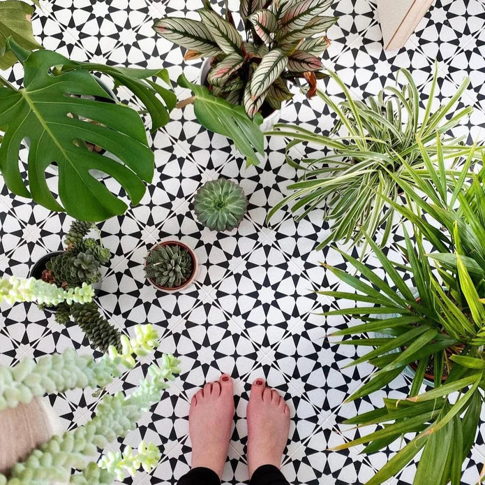 Agraba Mini Tile Morococan | Azulejos en blanco y negro | 15 cm x 15 cm | Pared y piso