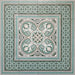 Decorative floor layout featuring Europa Toulouse Side/Border 20x20cm Victorian Moroccan style tiles in green, grey and cream tones, forming an ornate framed design surrounding the central patterned tiles.