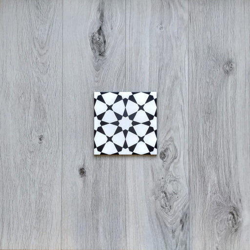 Agraba Moroccan Tile | Black & White Tiles | 20cm x 20cm | Wall & Floor FULL TILE SAMPLE