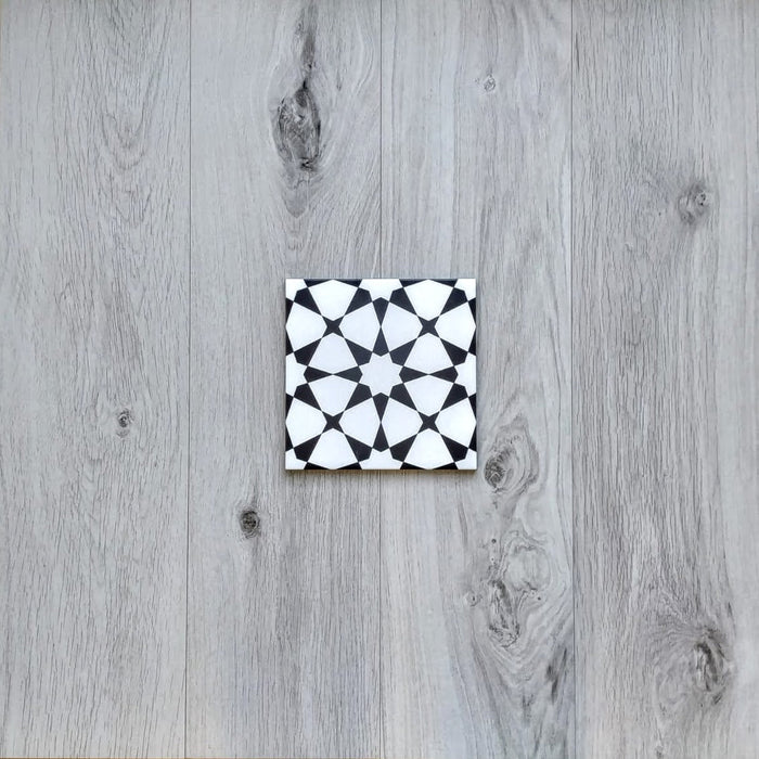 Agraba Moroccan Tile | Black & White Tiles | 20cm x 20cm | Wall & Floor FULL TILE SAMPLE