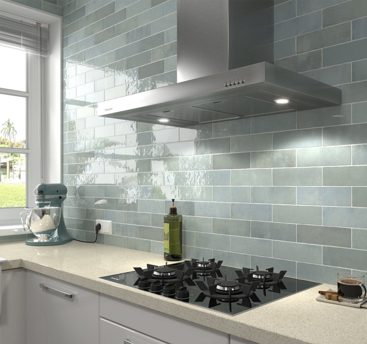 Zellij Brick Tile | Aqua Gloss | Minezo marroquí | 6.5 cm x 20 cm