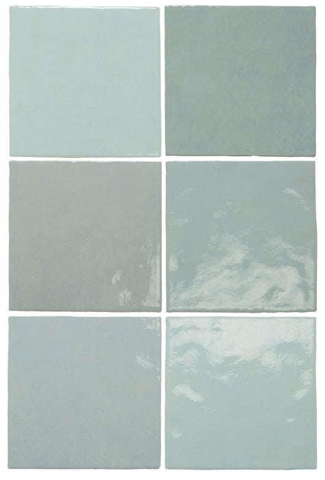Zellij Tile cuadrado | Aqua Gloss | Minezo marroquí | 13.2cm x 13.2cm