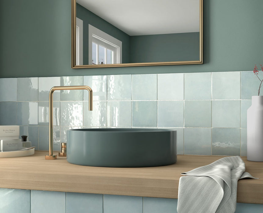 Zellij Tile cuadrado | Aqua Gloss | Minezo marroquí | 13.2cm x 13.2cm