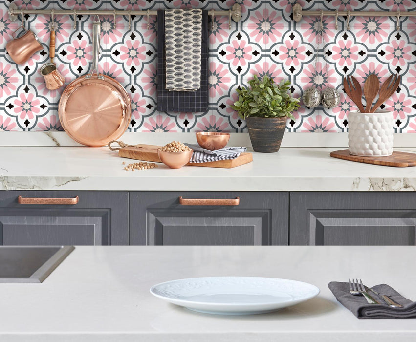 Clarence House Rose | Rosa | Azulejos marroquíes | Azulejos victorianos | Muro y piso | 20 cm x 20 cm