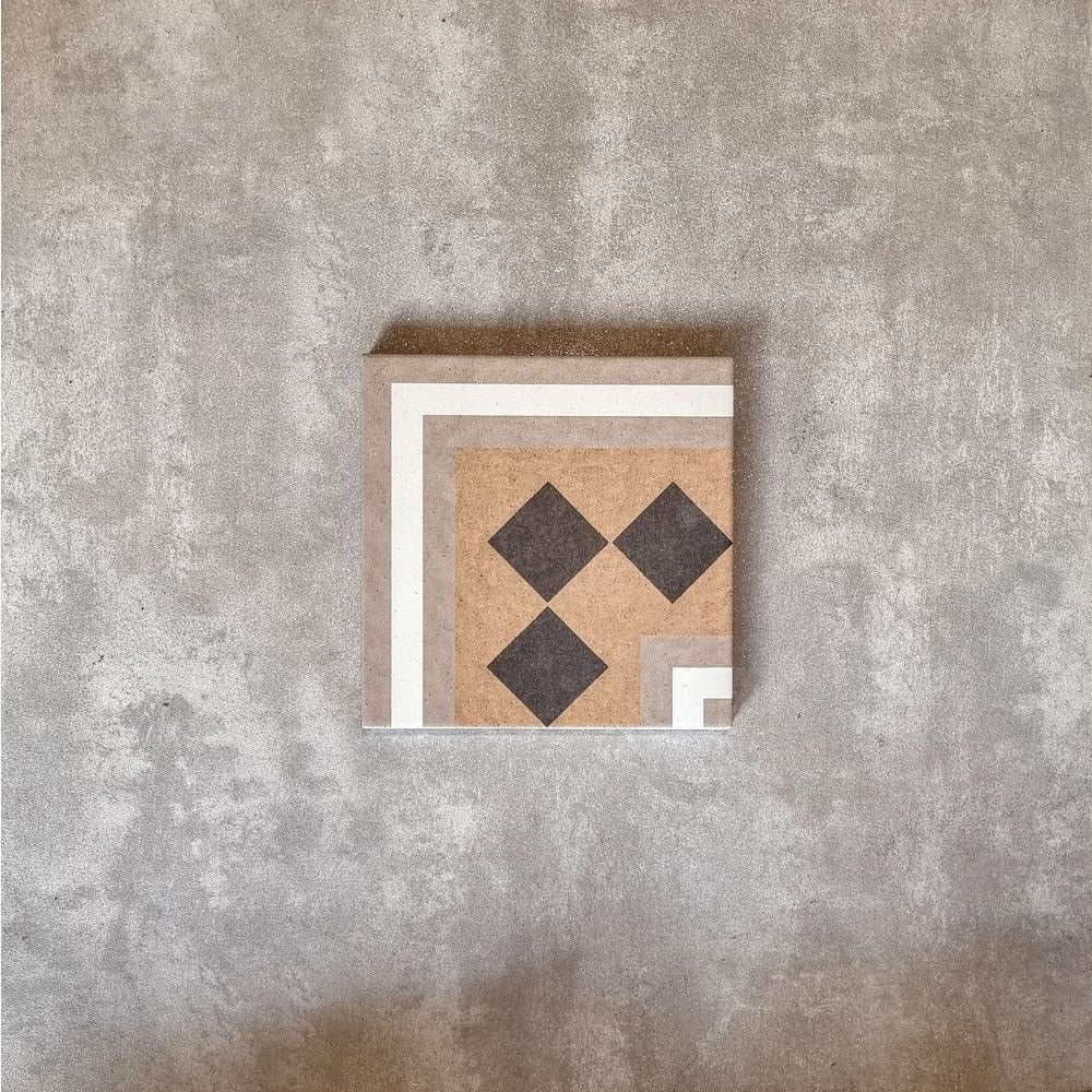 Maison Plain Black Base Victorian Tile 20cm x 20 cm — Artisan Ceramica, image size:1000x1000