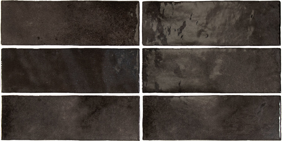 Zellij Brick Tile | Brillo negro | Minezo marroquí | 6.5 cm x 20 cm