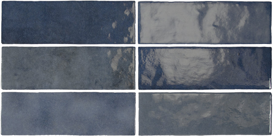 Zellij Brick Tile | Blue Gloss | Minezo marroquí | 6.5 cm x 20 cm