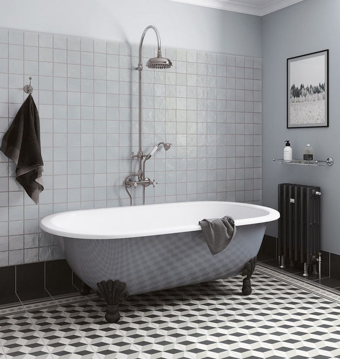 Baldosas cuadradas bejmat | Oyster azul | Minezo marroquí | 10 cm x 10 cm