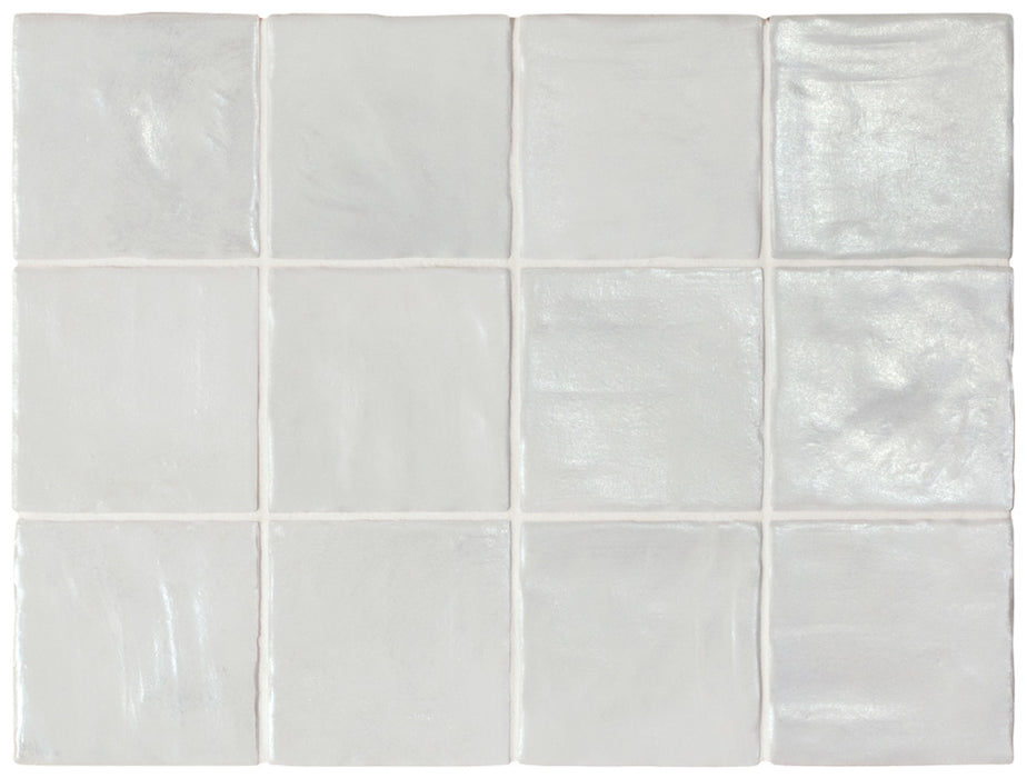 Muestra de mosaico completo Bejmat Tile cuadrado | Oyster azul | Minezo marroquí | 10 cm x 10 cm