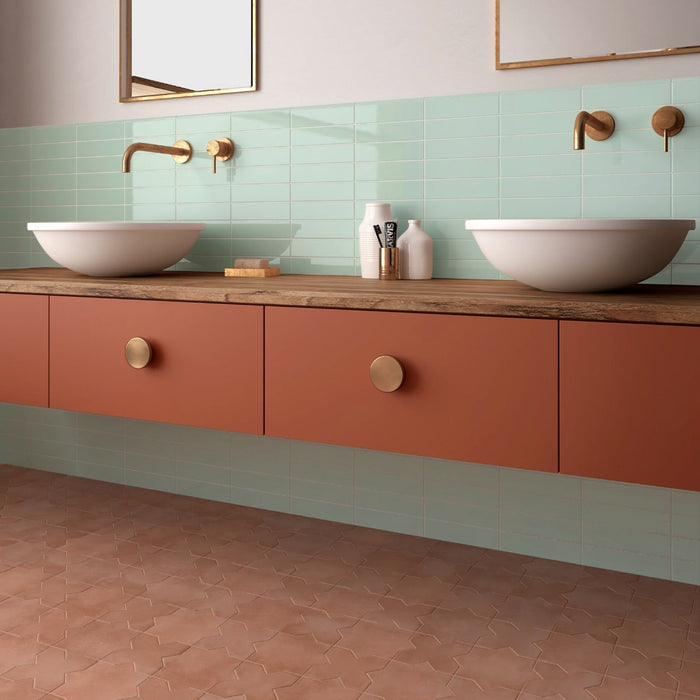 Azulejo de Tijolo Verde Aloe Brilhante 5cm x 20cm