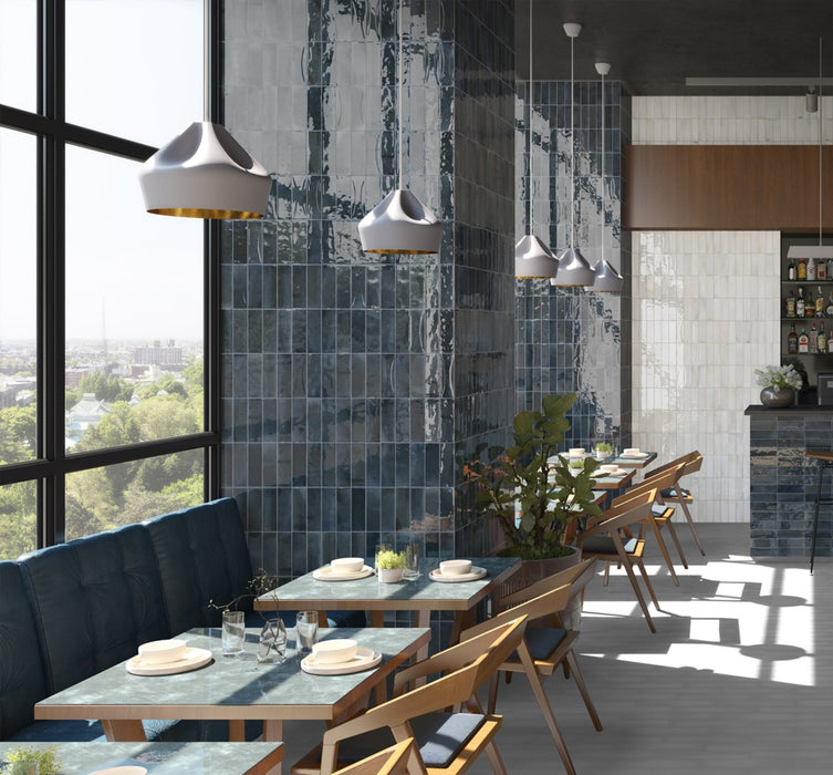 Beijing Brick Tile | Gloss azul oscuro | Minezo marroquí | 5.1cm x 16.1cm