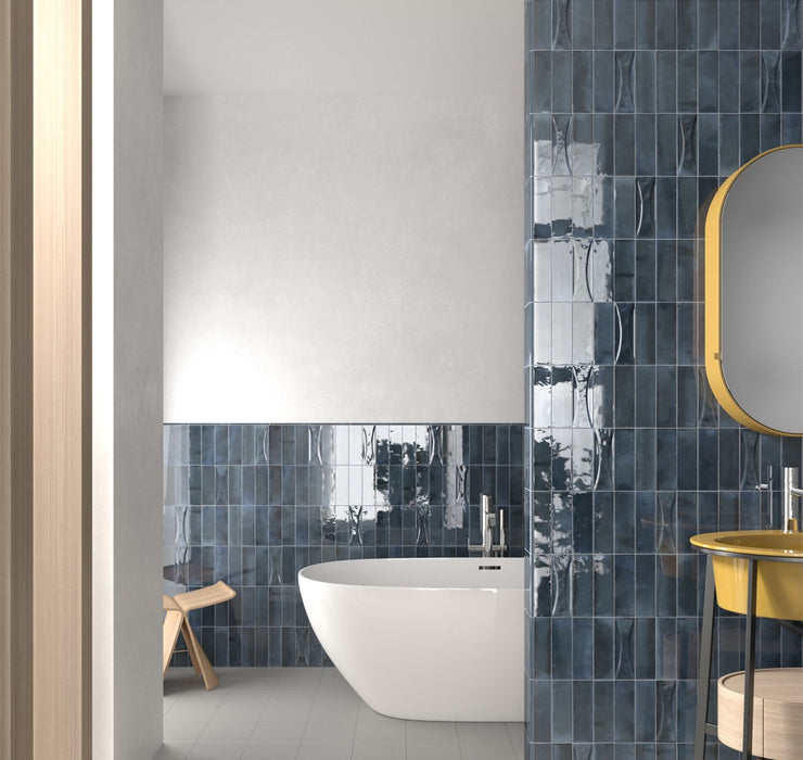 Beijing Brick Tile | Gloss azul oscuro | Minezo marroquí | 5.1cm x 16.1cm