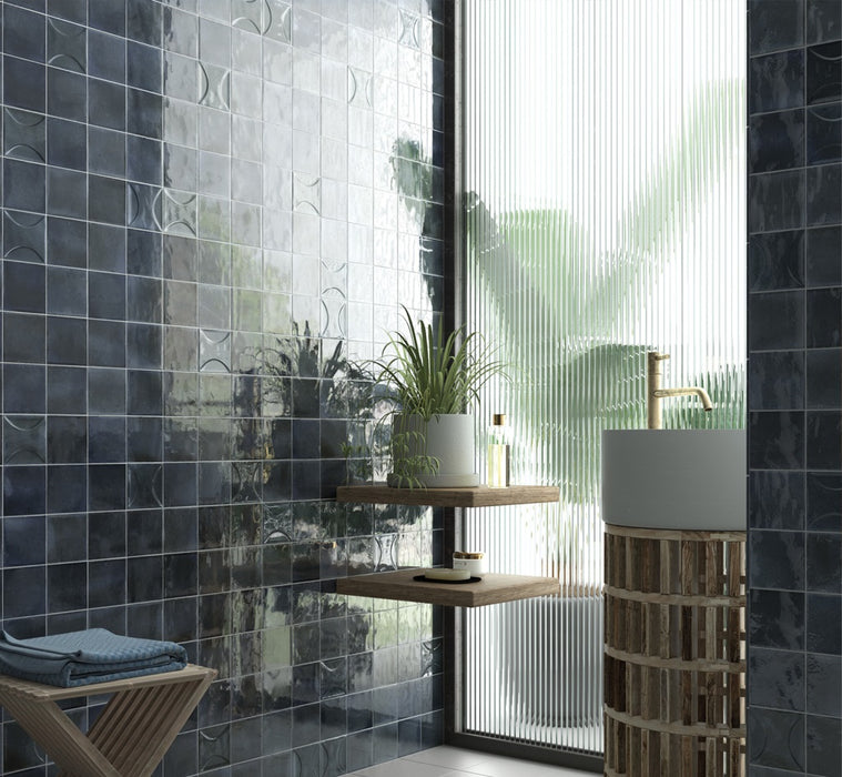 Beijing Square Tile | Gloss azul oscuro | Minezo marroquí | 10 cm x 10 cm