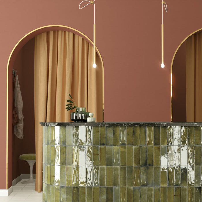 Beijing Brick Tile | Brillo verde oscuro | Minezo marroquí | 5.1cm x 16.1cm