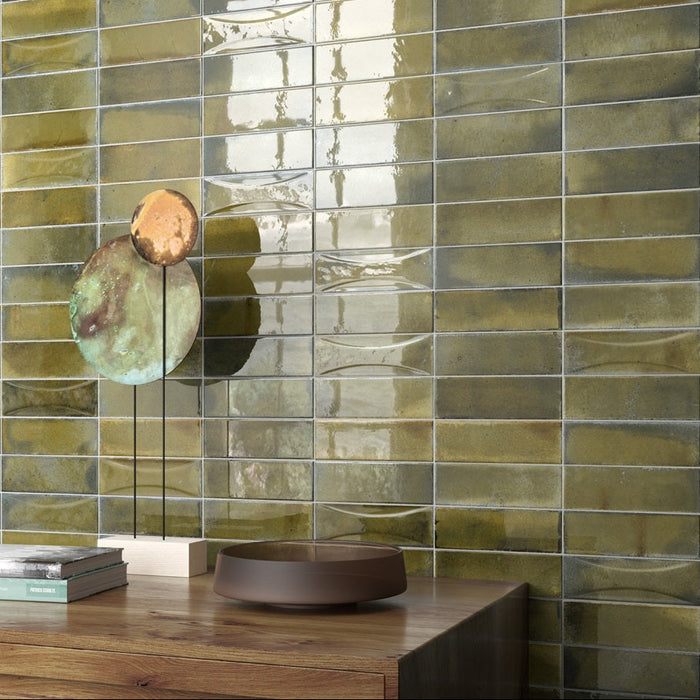 Beijing Brick Tile | Brillo verde oscuro | Minezo marroquí | 5.1cm x 16.1cm