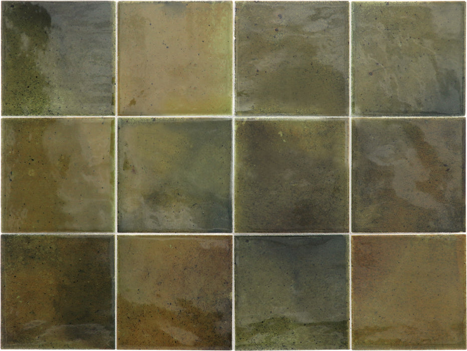 Beijing Square Tile | Brillo verde oscuro | Minezo marroquí | 10 cm x 10 cm