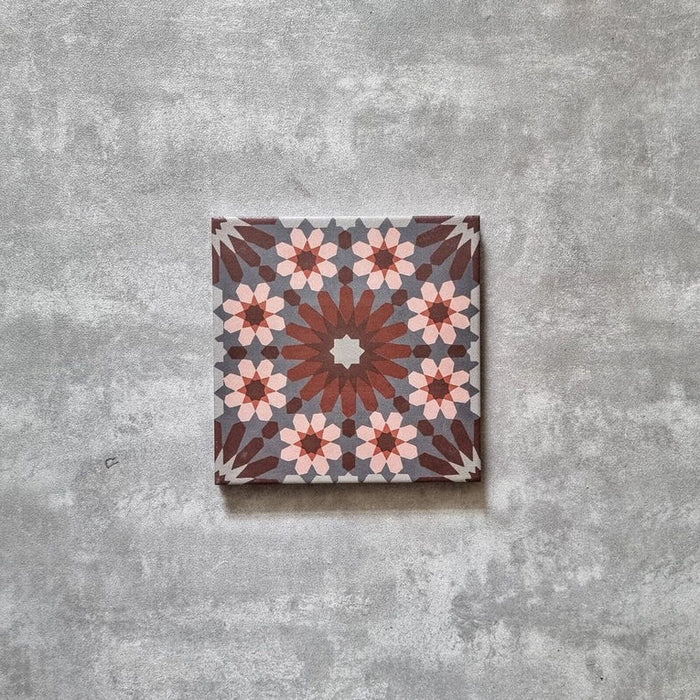 Azulejos con estampado marroquí Fizaan Rosso 20 cm x 20 cm