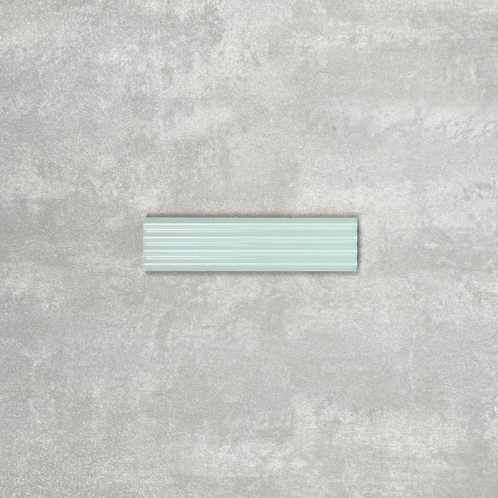 FULL TILE SAMPLE Gallery 3D Fluted DECOR GLOSS Aloe Green Wall Tiles 5 x 20cm