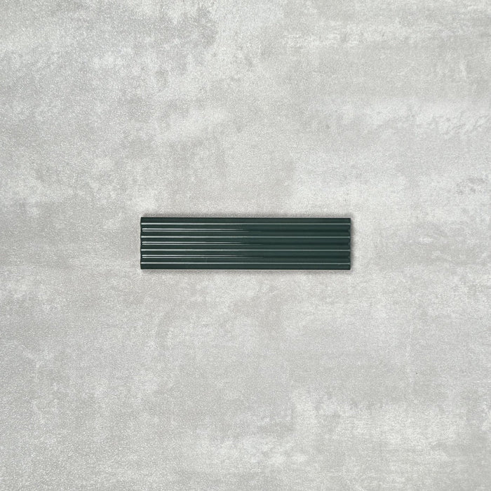 FULL TILE SAMPLE Gallery 3D Fluted DECOR GLOSS Laurel Green Wall Tiles 5 x 20cm