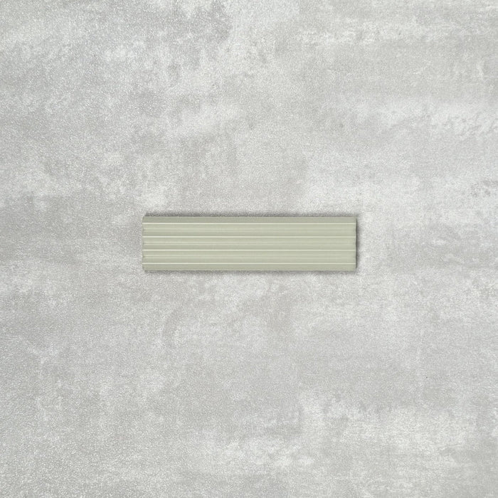 FULL TILE SAMPLE Gallery 3D Fluted DECOR MATT Tansy Green Wall Tiles 5 x 20cm