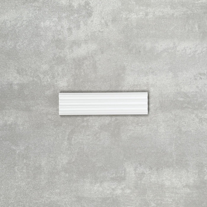 FULL TILE SAMPLE Gallery 3D Fluted DECOR GLOSS White Wall Tiles 5 x 20cm