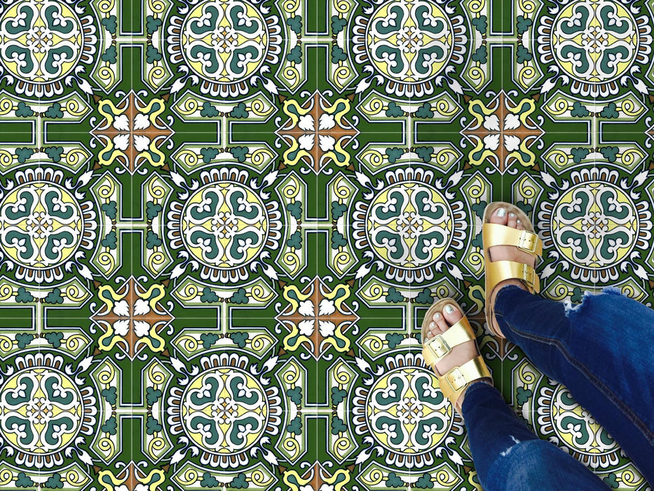 Azulejo de porcelana verde para pared y suelo Manises MINI Verde, 15 cm x 15 cm