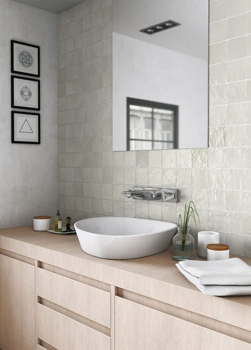 Baldosas cuadradas bejmat | Oyster verde | Minezo marroquí | 10 cm x 10 cm