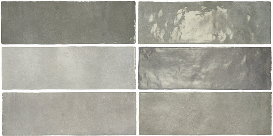 Zellij Brick Tile | Gloss gris | Minezo marroquí | 6.5 cm x 20 cm