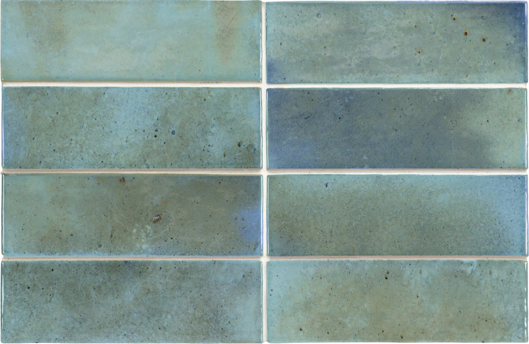 Muestra de azulejos completos Beijing Brick Tile | Brillo azul claro | Minezo marroquí | 5.1cm x 16.1cm