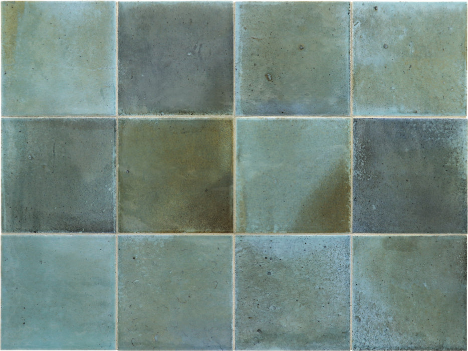 Muestra de mosaico completo Beijing Square Tile | Brillo azul claro | Minezo marroquí | 10 cm x 10 cm