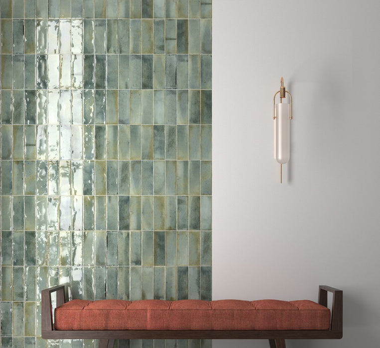 Beijing Brick Tile | Brillo verde claro | Minezo marroquí | 5.1cm x 16.1cm