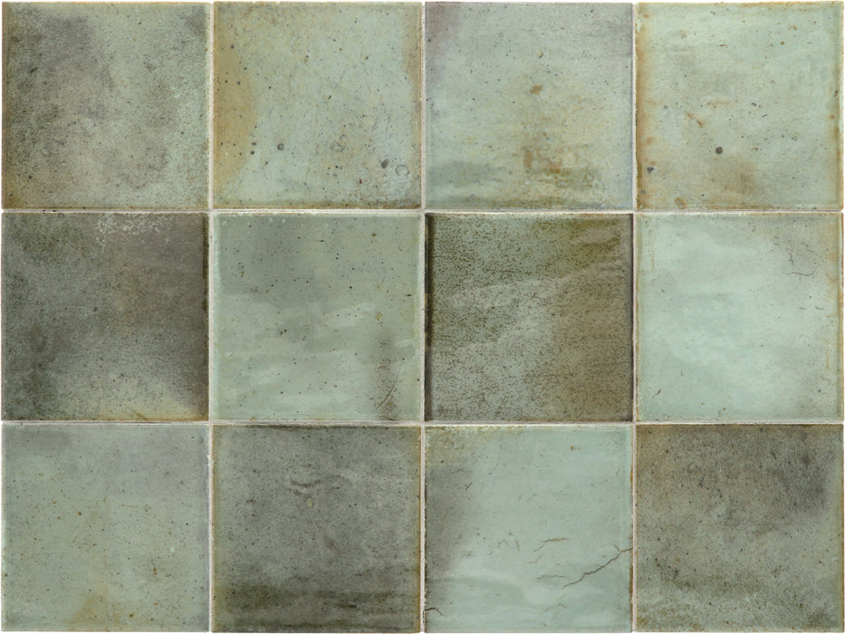 Beijing Square Tile | Brillo verde claro | Minezo marroquí | 10 cm x 10 cm