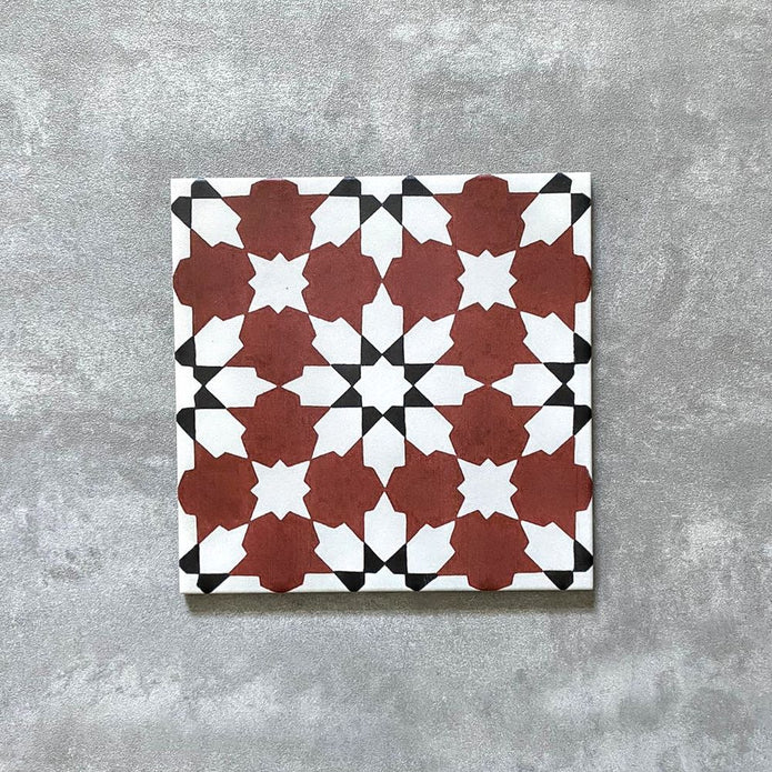 Azulejos de terracota Mamounia | Rojo rojizo | Azulejos marroquíes | Azulejos para paredes y pisos | 20cm x 20cm