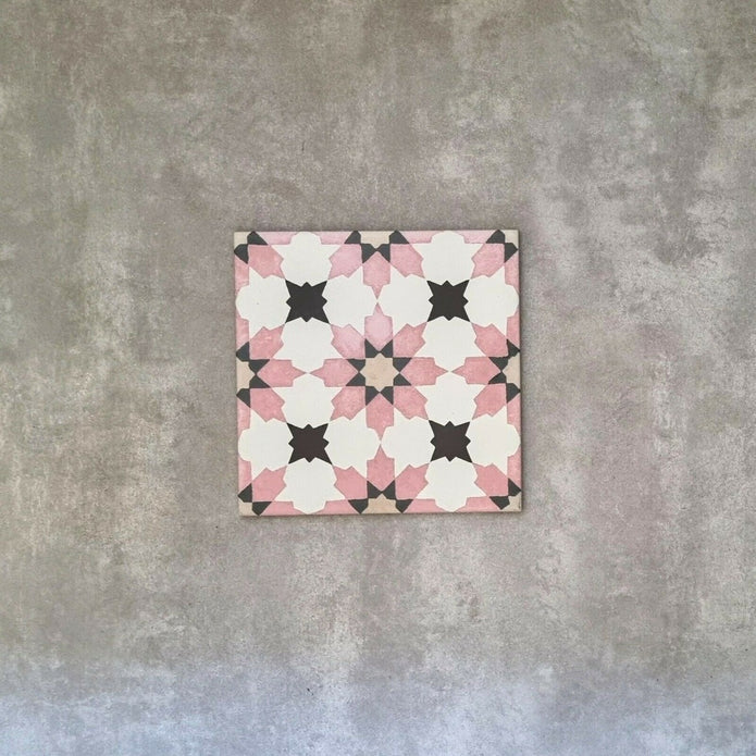 Azulejo rosa Mamounia | Rosa | Azulejos marroquíes | Azulejos para paredes y pisos | 20cm x 20cm