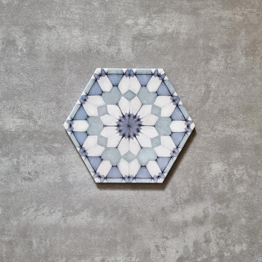 Maroush Frost Blue Hexagon 18.7cm x 21.6cm FULL TILE SAMPLE