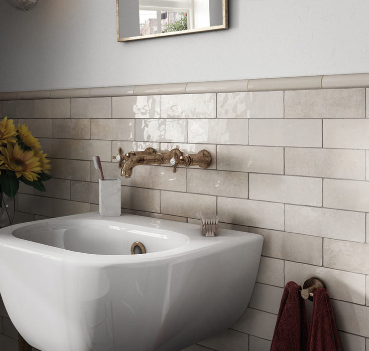 Zellij Brick Tile | Brillo ocre | Minezo marroquí | 6.5 cm x 20 cm