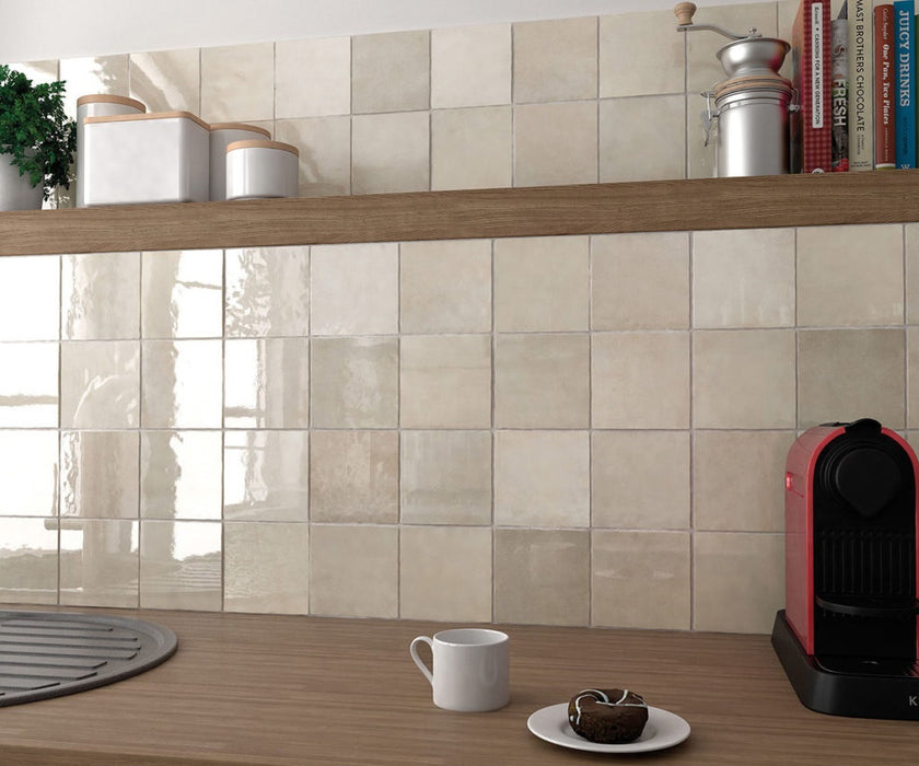 Zellij Tile cuadrado | Brillo ocre | Minezo marroquí | 13.2cm x 13.2cm